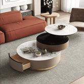 Nested round storage coffee table set with lift top and stacked design main product image